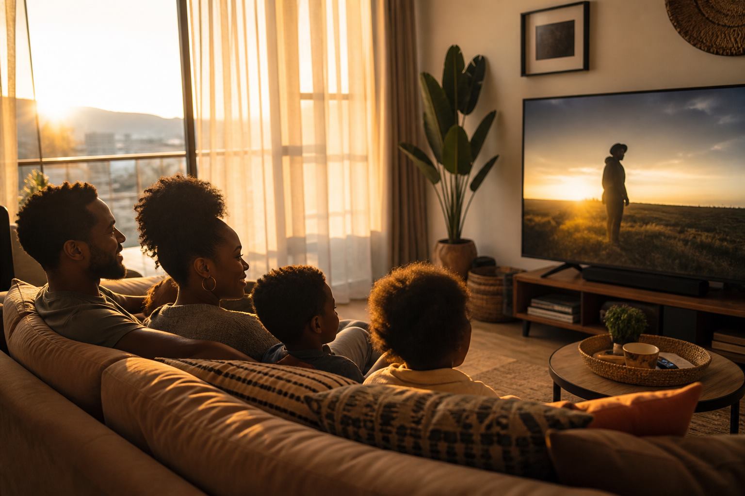 South African family watching free TV